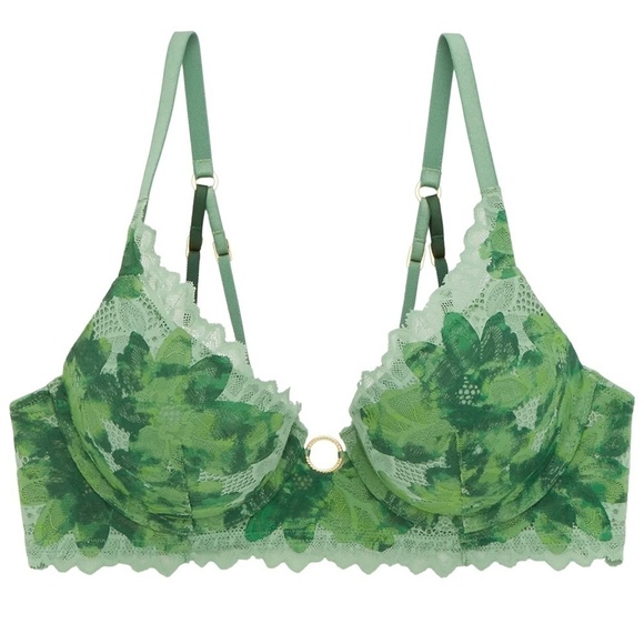 Aerie Lacy Strappy Bra Plunge Push Up Padded Mission Green 38DD NWOT - Picture 5 of 11